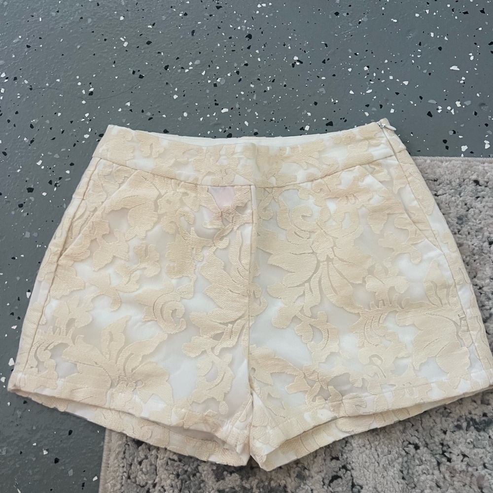 Cream High Waist Tailored Shorts